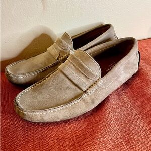 Bruno Magli "Xeleste" Moc Toe Suede Penny Loafer Slip On Taupe 10.5